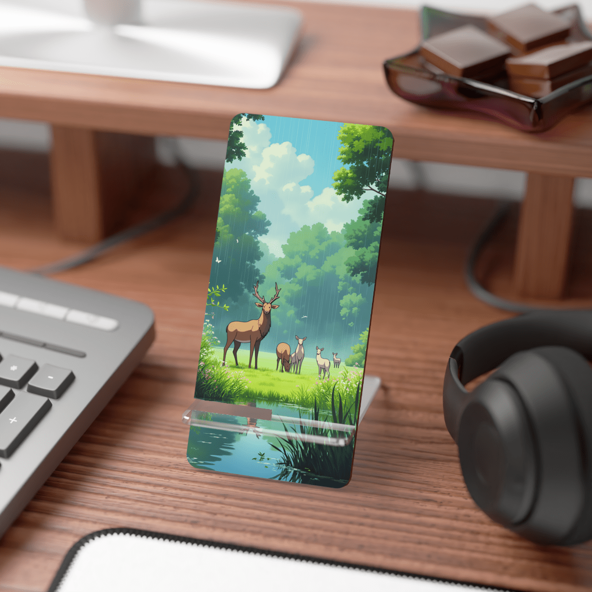 Meadow Deer Pond Phone Display Stand Meadow Deer Pond Phone Display Stand