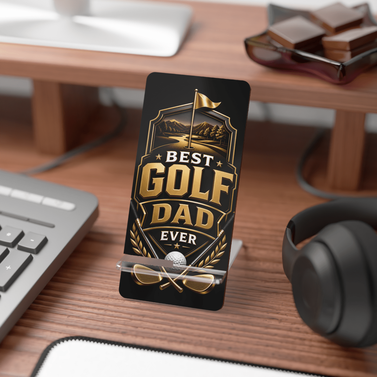 Golf Dad Badge Phone Display Stand Golf Dad Badge Phone Display Stand