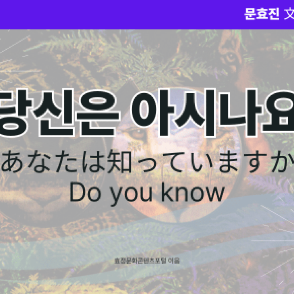 당신은 아시나요 당신은 아시나요