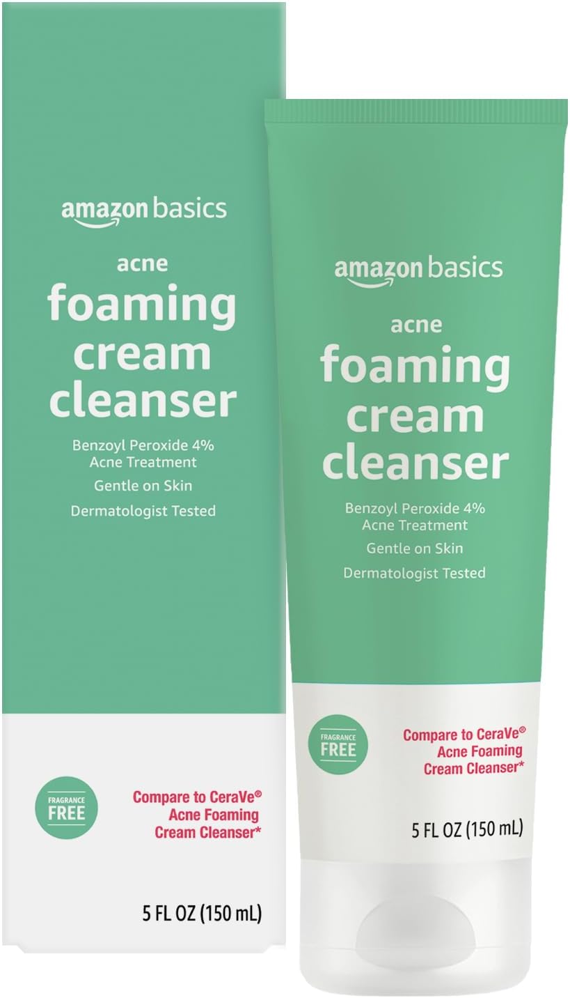 Amazon Basics Acne Cream Cleanser with 4% Benzoyl Peroxide, 5 Fluid Ounces, 1-Pack Amazon Basics Acne Cream Cleanser with 4% Benzoyl Peroxide, 5 Fluid Ounces, 1-Pack
