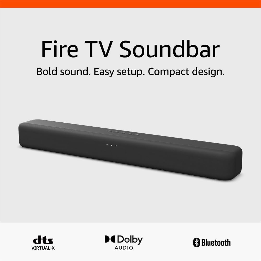 Amazon Fire TV Soundbar, 2.0 speaker with DTS Virtual:X and Dolby Audio, Bluetooth connectivity Amazon Fire TV Soundbar, 2.0 speaker with DTS Virtual:X and Dolby Audio, Bluetooth connectivity
