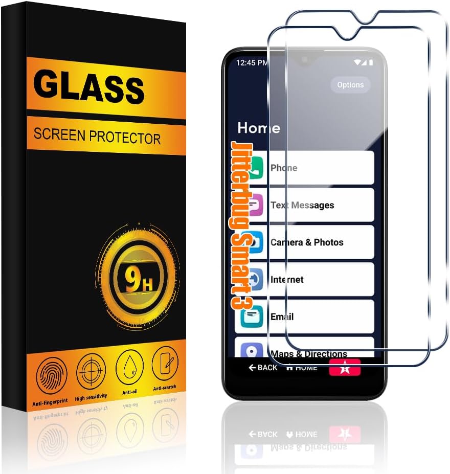 2 PACK Lively Smart/Jitterbug Smart 3 Screen Protector Glass, Premium 9H Hardness Anti-Scratch Bubble Free Tempered Glass Screen Protector for Lively Smart/Jitterbug Smart 3 2 PACK Lively Smart/Jitterbug Smart 3 Screen Protector Glass, Premium 9H Hardness Anti-Scratch Bubble Free Tempered Glass Screen Protector for Lively Smart/Jitterbug Smart 3