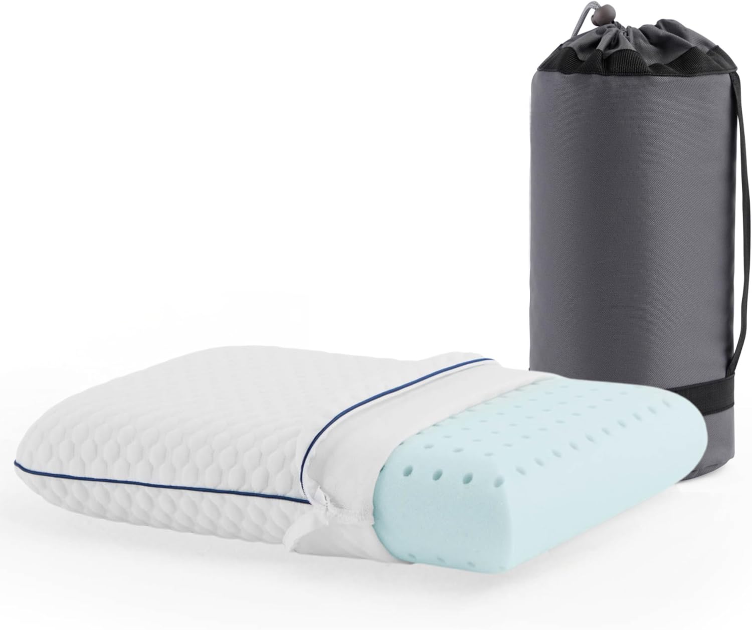 WEEKENDER Gel Memory Foam Camping Pillow – Travel Essentials & Must Haves – Camping Gear & Accessories – Contouring Neck Support – Small Size Compatible for Camping, Car, Airplane, and Beach – 1 Pack WEEKENDER Gel Memory Foam Camping Pillow – Travel Essentials & Must Haves – Camping Gear & Accessories – Contouring Neck Support – Small Size Compatible for Camping, Car, Airplane, and Beach – 1 Pack