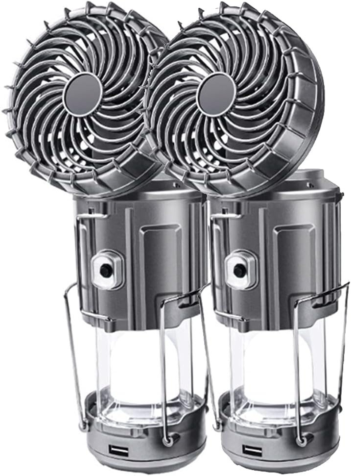 2 Pack Solar Camping Lantern with Fan, Solar Fan and Lantern 2 in 1 Handheld Hang Rechargeable USB Desk Fan for Out Door Hurricane Emergency Outages Car, Camping Gear Must Haves 2 Pack Solar Camping Lantern with Fan, Solar Fan and Lantern 2 in 1 Handheld Hang Rechargeable USB Desk Fan for Out Door Hurricane Emergency Outages Car, Camping Gear Must Haves