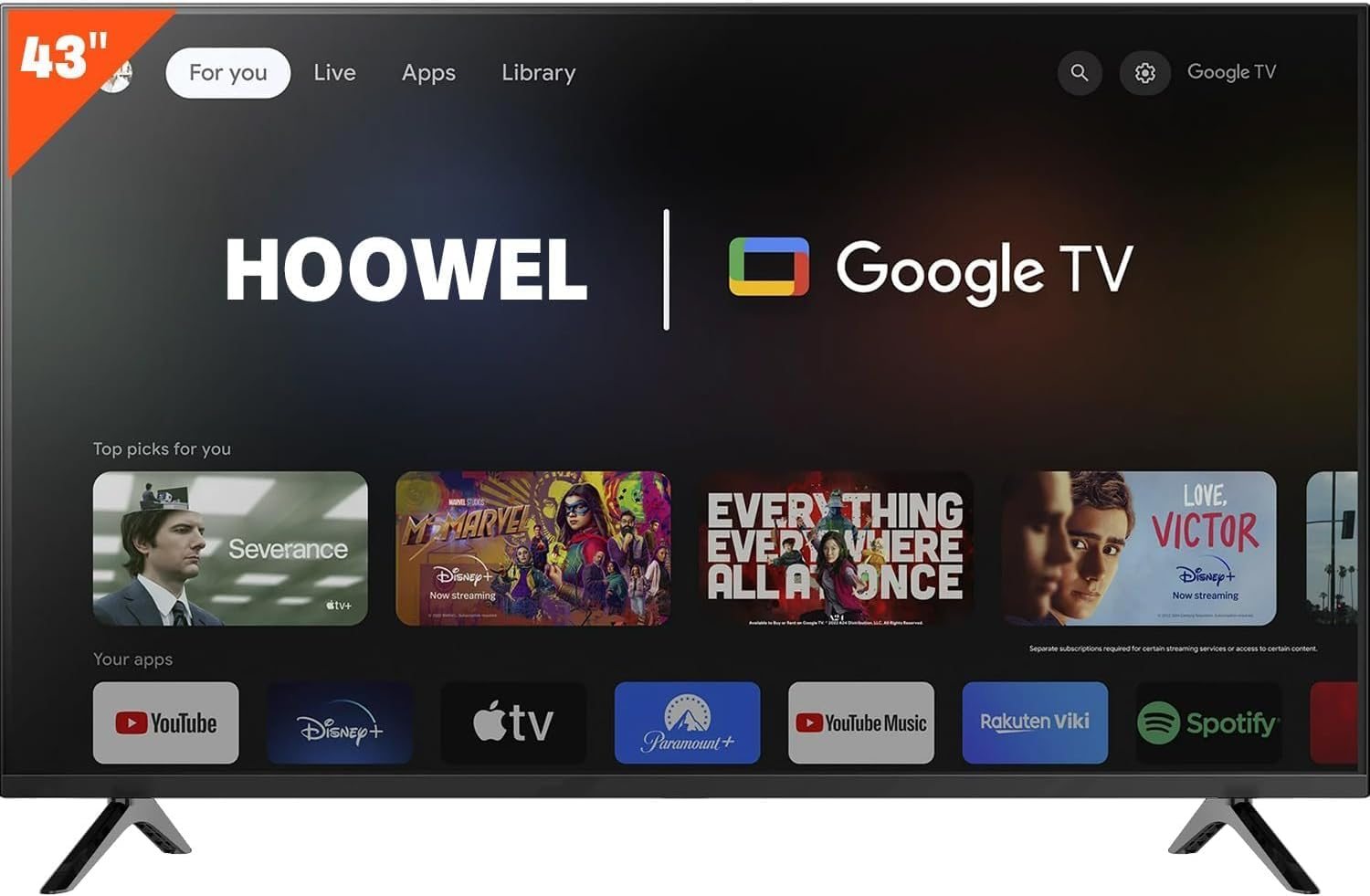 43 Inch Smart TV Ultra HD 4K LED Google TV (Bluetooth, Wi-Fi, USB, Ethernet, HDMI) Slim Design Smart tv with Built-in Google Assistant with Voice Remote Streaming Television, Black 43 Inch Smart TV Ultra HD 4K LED Google TV (Bluetooth, Wi-Fi, USB, Ethernet, HDMI) Slim Design Smart tv with Built-in Google Assistant with Voice Remote Streaming Television, Black