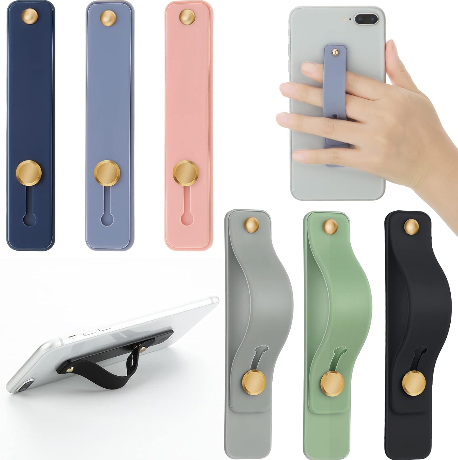 6 Pieces Telescopic Phone Grip Holder Stand With Finger Strap for Smartphones – Soft Colors 6 Pieces Telescopic Phone Grip Holder Stand With Finger Strap for Smartphones – Soft Colors