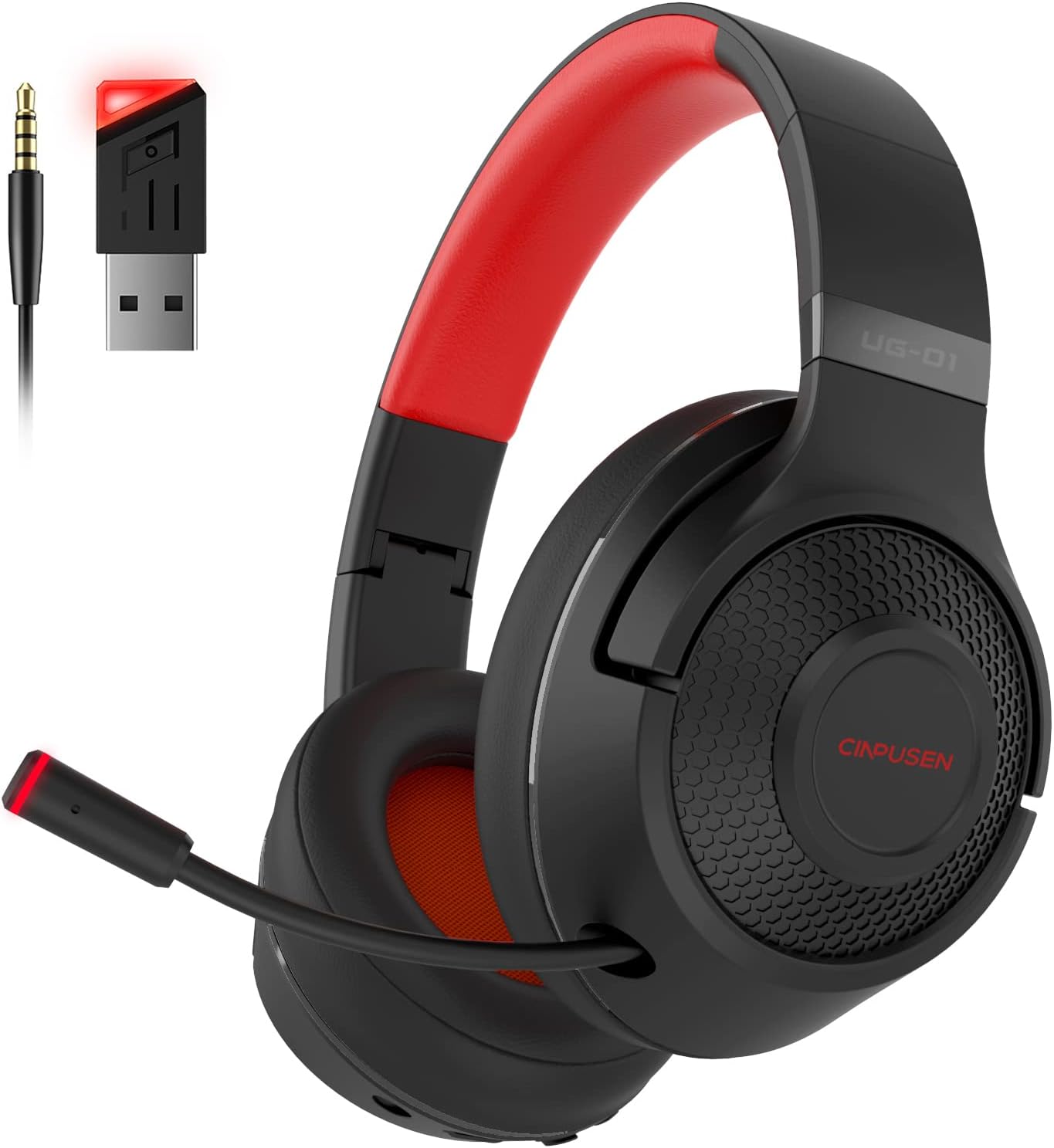 2.4Ghz Wireless Gaming Headset for PC, PS5, PS4, MacBook, with Microphone, Over-Ear Bluetooth Headphones for Cell Phone, Soft Earmuff – 40 Hours Playtime, Only Wired Mode for Xbox Series, Red 2.4Ghz Wireless Gaming Headset for PC, PS5, PS4, MacBook, with Microphone, Over-Ear Bluetooth Headphones for Cell Phone, Soft Earmuff – 40 Hours Playtime, Only Wired Mode for Xbox Series, Red