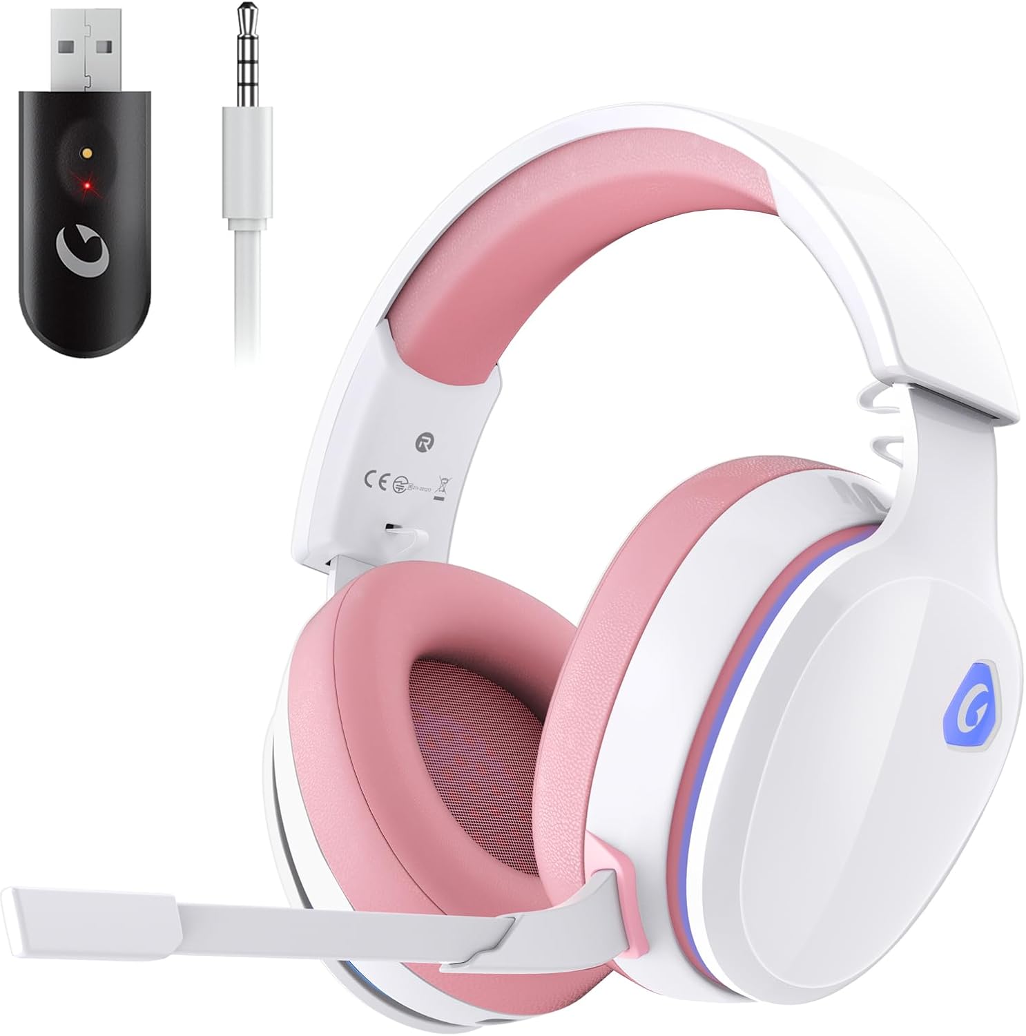 2.4GHz Wireless Gaming Headset for PS5, PS4 Fortnite & FPS Gamers, PC, Nintendo Switch, Bluetooth 5.3 Gaming Headphones with Noise Canceling Mic, Stereo Sound, 40+Hr Battery (Pink) 2.4GHz Wireless Gaming Headset for PS5, PS4 Fortnite & FPS Gamers, PC, Nintendo Switch, Bluetooth 5.3 Gaming Headphones with Noise Canceling Mic, Stereo Sound, 40+Hr Battery (Pink)