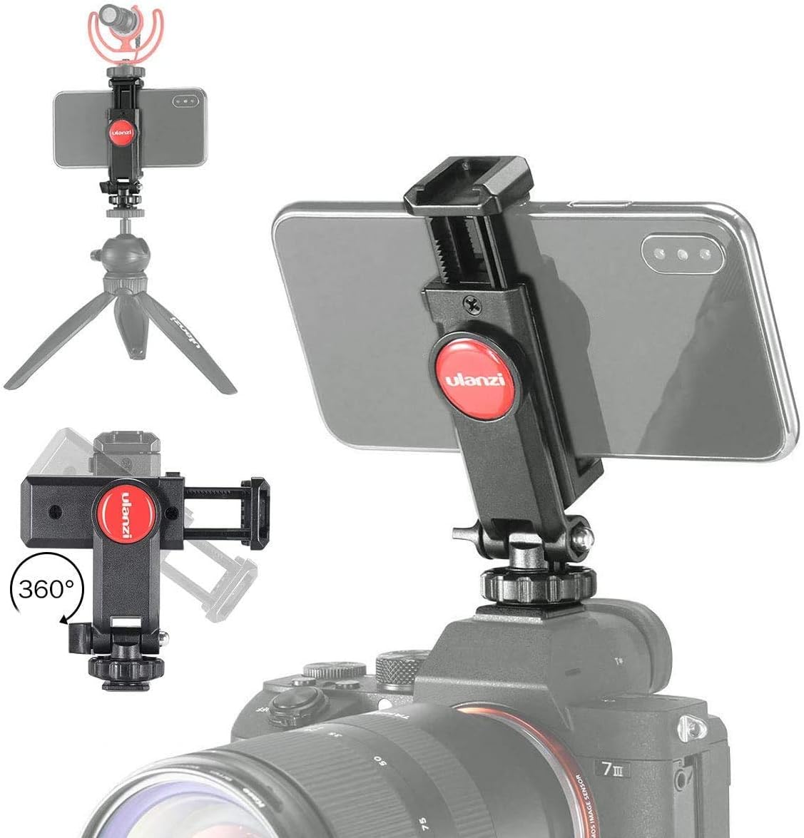 ULANZI ST-06 Camera Hot Shoe Phone Holder Flexible Phone Tripod Mount Adapter w Cold Shoe Mount for Microphone LED Light for DJI Ronin SC iPhone Samsung Canon Nikon DSLR Photography ULANZI ST-06 Camera Hot Shoe Phone Holder Flexible Phone Tripod Mount Adapter w Cold Shoe Mount for Microphone LED Light for DJI Ronin SC iPhone Samsung Canon Nikon DSLR Photography
