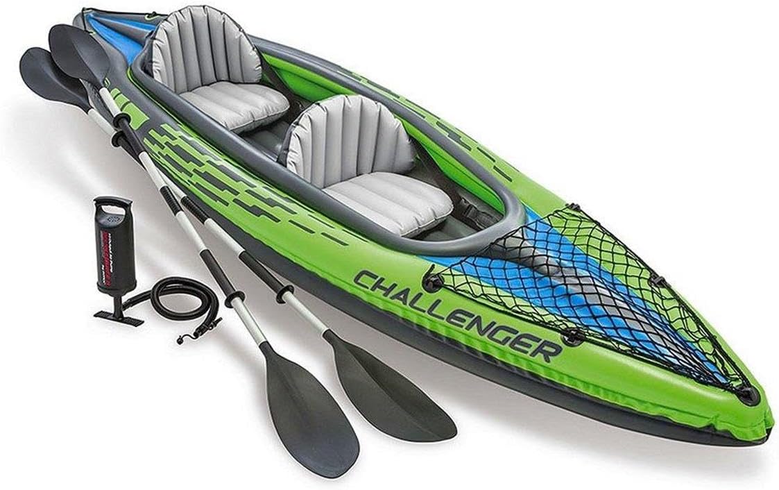 INTEX Challenger Inflatable Kayak Series: Includes Deluxe 86in Kayak Paddles and High-Output Pump – SuperStrong PVC – Adjustable Seat with Backrest – Removable Skeg – Cargo Storage Net INTEX Challenger Inflatable Kayak Series: Includes Deluxe 86in Kayak Paddles and High-Output Pump – SuperStrong PVC – Adjustable Seat with Backrest – Removable Skeg – Cargo Storage Net