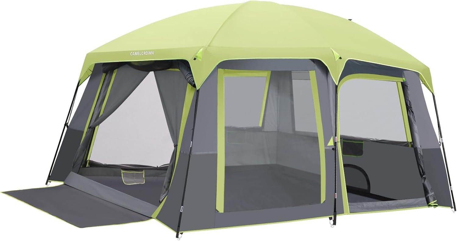 CAMEL CROWN Camping Tents 10 Person Family Cabin Tent with 2 Doors and 4 Windows Large Multiple Room Tent with Floor Mats Tents for Camping Outdoor Hiking CAMEL CROWN Camping Tents 10 Person Family Cabin Tent with 2 Doors and 4 Windows Large Multiple Room Tent with Floor Mats Tents for Camping Outdoor Hiking