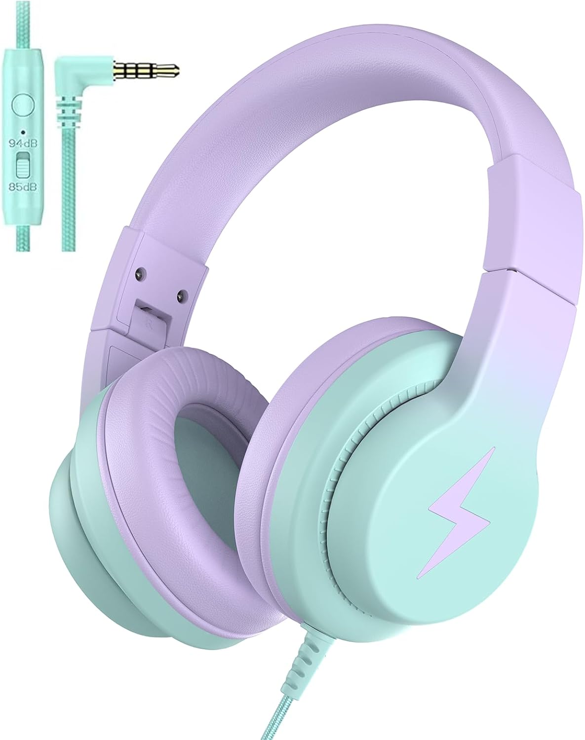 Kids Headphones, Wired Headphones for Kids Over Ear with Microphone, 85/94dB Volume Limiter Headphones for Girls Boys, Foldable Headphones for Learning & Entertainment,Gradient Purple Kids Headphones, Wired Headphones for Kids Over Ear with Microphone, 85/94dB Volume Limiter Headphones for Girls Boys, Foldable Headphones for Learning & Entertainment,Gradient Purple