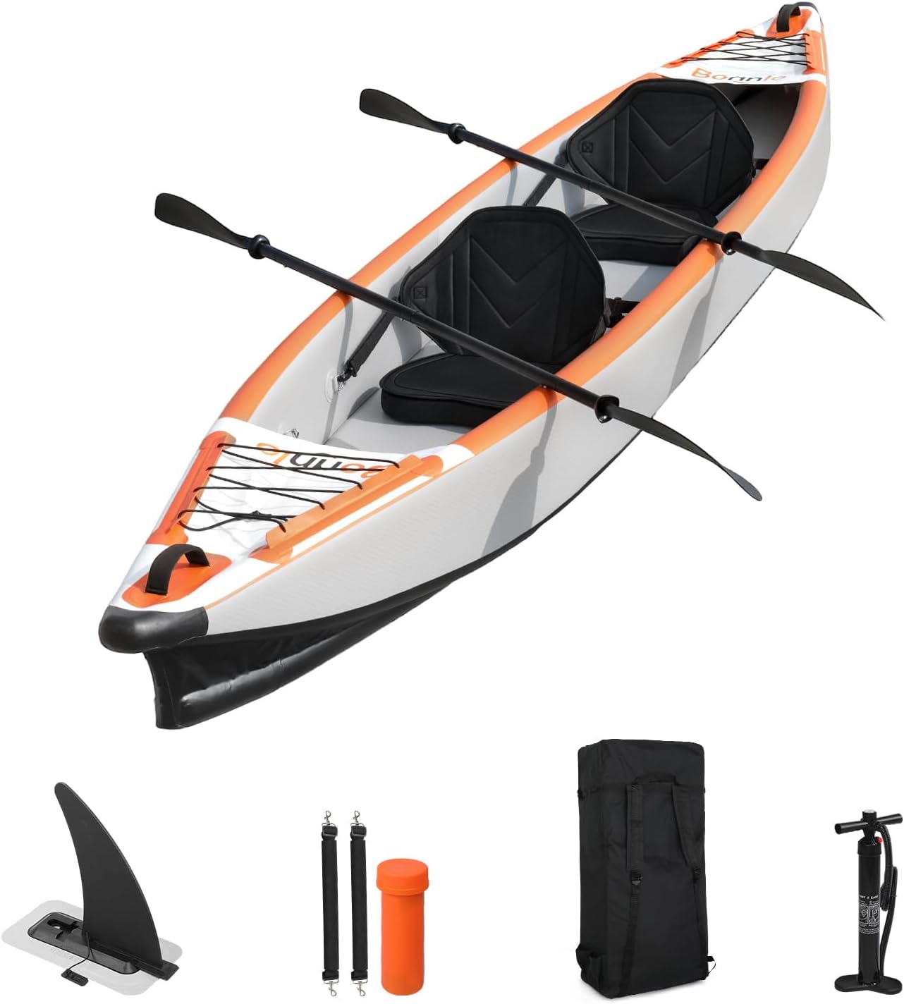 Bonnlo Inflatable Kayak Foldable Kayak for Adults Blow Up Kayaks with Seats, Foot Pedal, 7.6ft Aluminum Oars, Output – Input Air Pump for 1 Person, 2 Person, 2 Plus 1 Child, Easily Track, Dropstitch Bonnlo Inflatable Kayak Foldable Kayak for Adults Blow Up Kayaks with Seats, Foot Pedal, 7.6ft Aluminum Oars, Output – Input Air Pump for 1 Person, 2 Person, 2 Plus 1 Child, Easily Track, Dropstitch