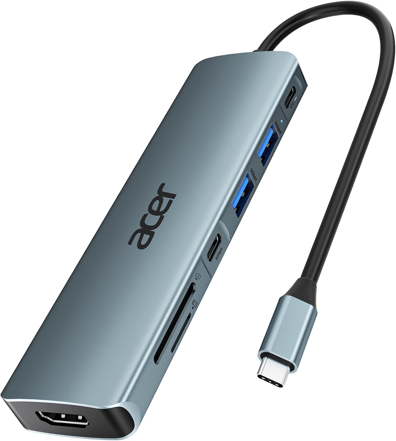 Acer USB C Hub, 7 in 1 USB C to HDMI Splitter, 2 USB 3.1 GEN1 and 5Gbps Type-C Data Port, USB C Adapter with 4K HDMI Port, PD 100W Charging, SD Card Reader, for iPad Pro MacBook Pro Acer Laptops Acer USB C Hub, 7 in 1 USB C to HDMI Splitter, 2 USB 3.1 GEN1 and 5Gbps Type-C Data Port, USB C Adapter with 4K HDMI Port, PD 100W Charging, SD Card Reader, for iPad Pro MacBook Pro Acer Laptops