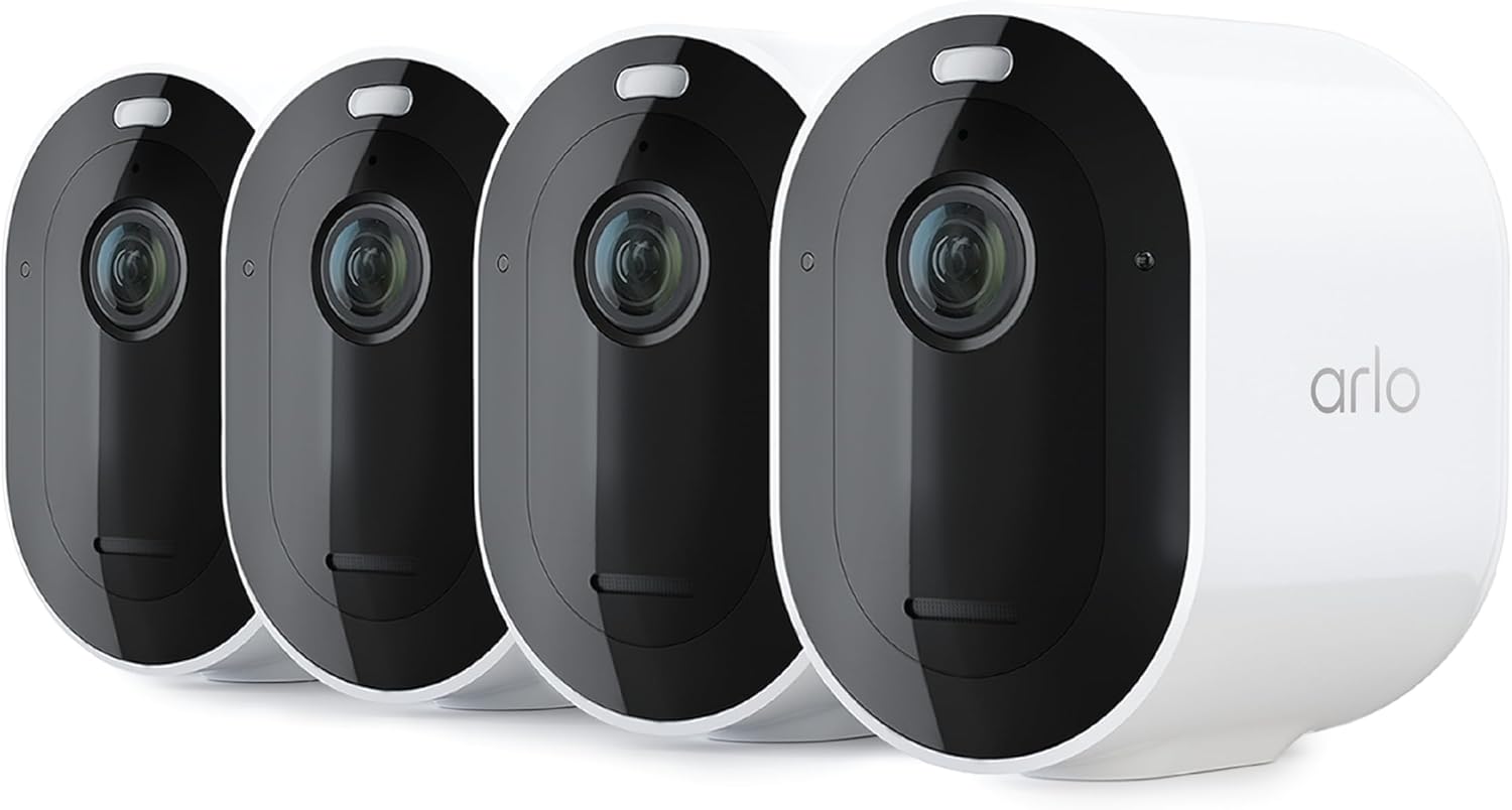 Arlo Pro 5S 2K Spotlight Camera – Wireless Home Security Camera with Spotlight, Color Night Vision, Dual-Band Wi-Fi & 2-Way Audio – White, 4 Pack, VMC4460P Arlo Pro 5S 2K Spotlight Camera – Wireless Home Security Camera with Spotlight, Color Night Vision, Dual-Band Wi-Fi & 2-Way Audio – White, 4 Pack, VMC4460P