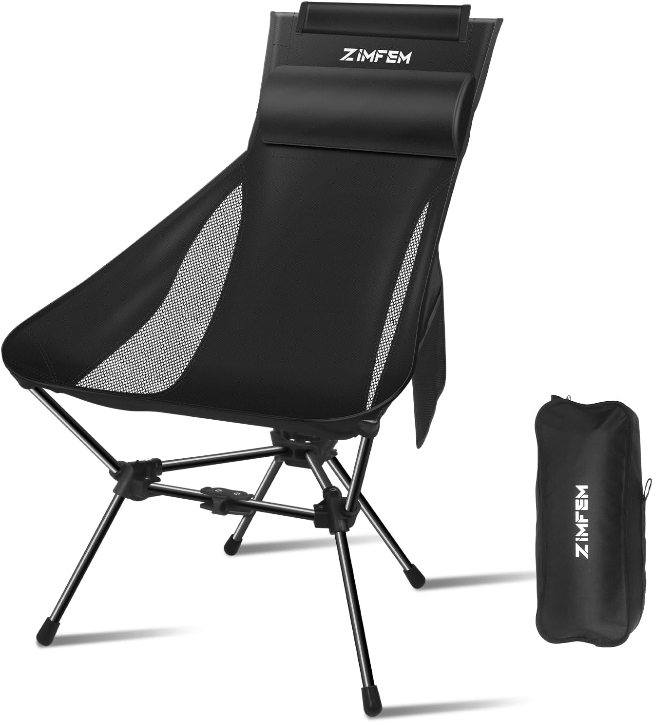 Camping Chairs, Portable Camping Chair with Headrest and Storage Bag, Lightweight Foldable Chair for Outside Camping, Hiking, Travel, Beach and Sports Camping Chairs, Portable Camping Chair with Headrest and Storage Bag, Lightweight Foldable Chair for Outside Camping, Hiking, Travel, Beach and Sports