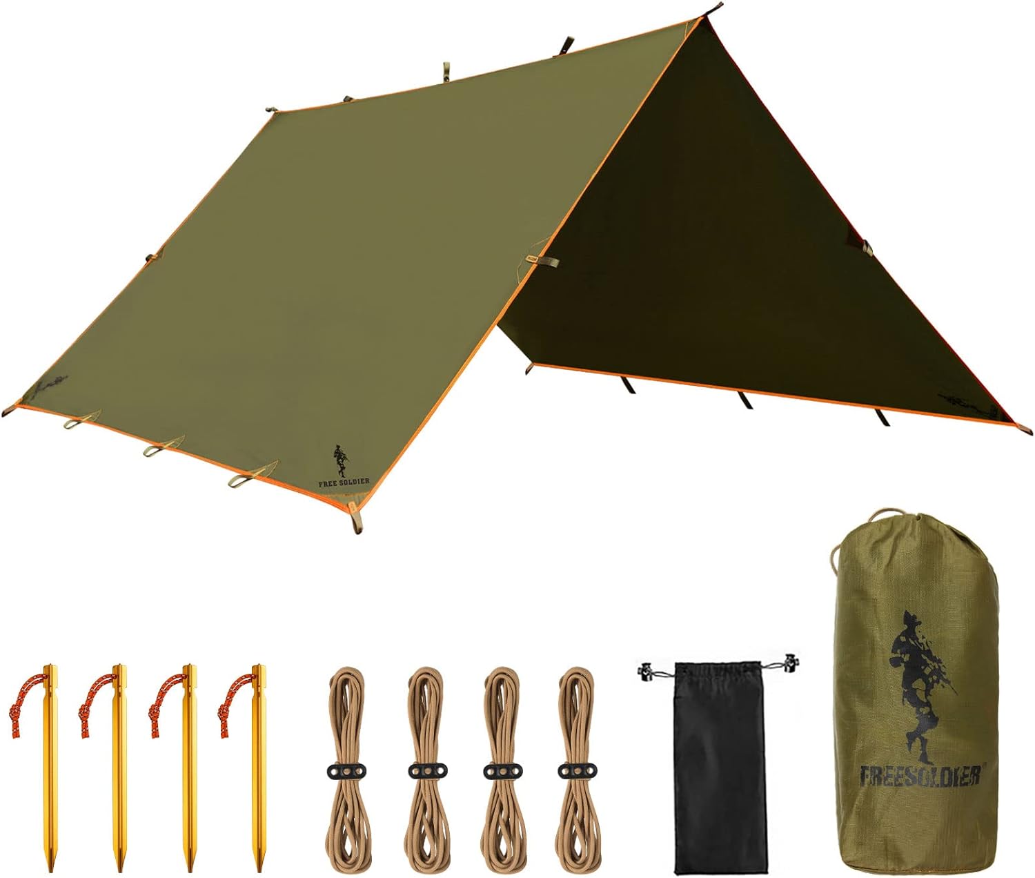 FREE SOLDIER Waterproof Portable Tarp Multifunctional Outdoor Camping Traveling Awning Backpacking Tarp Shelter Rain Tarp (Brown) FREE SOLDIER Waterproof Portable Tarp Multifunctional Outdoor Camping Traveling Awning Backpacking Tarp Shelter Rain Tarp (Brown)