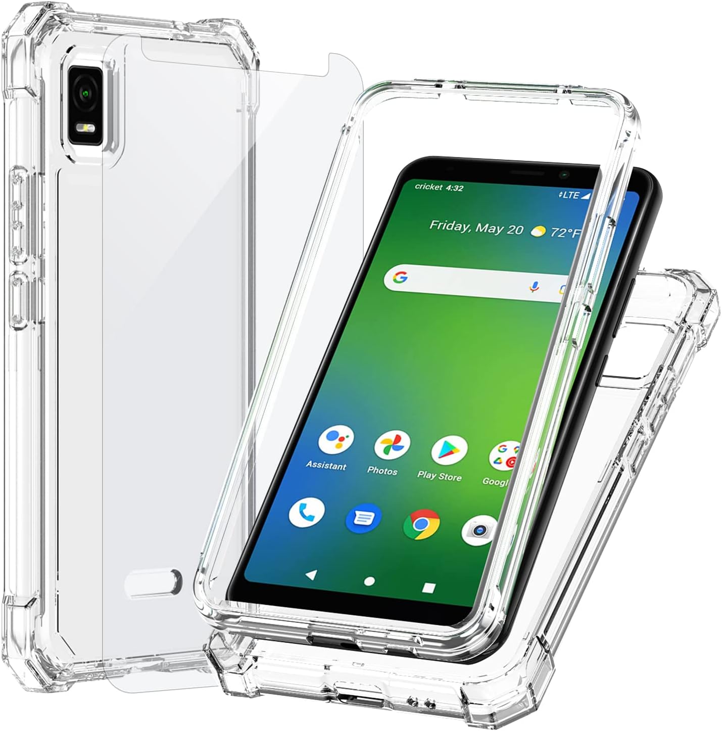 Ailiber for Cricket Debut Smart Phone Case, Cricket Debut Smart Case with Screen Protector, 2 Layer Structure Protection, Shockproof Corner TPU Bumper, Heavy Duty Phone Cover for Debut Smart-Clear Ailiber for Cricket Debut Smart Phone Case, Cricket Debut Smart Case with Screen Protector, 2 Layer Structure Protection, Shockproof Corner TPU Bumper, Heavy Duty Phone Cover for Debut Smart-Clear