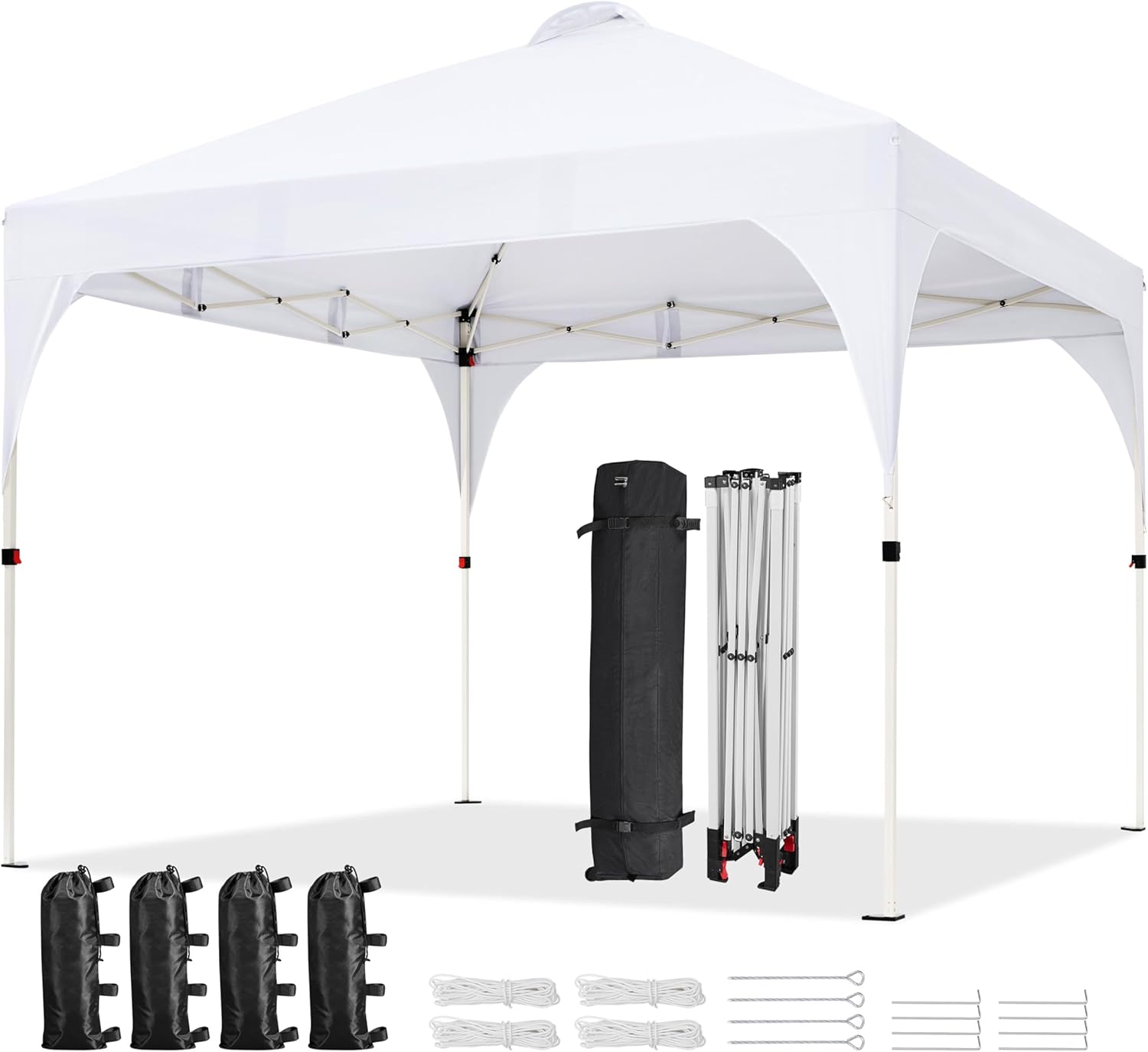 Yaheetech 10×10 Pop Up Canopy Tent with Vent, Easy Set Up Tent, Instant Sun Shelter Canopy with Wheeled Bag, 4 Sandbags, 12 Stakes & 4 Ropes, for Parties, Beach, Outdoor, White Yaheetech 10×10 Pop Up Canopy Tent with Vent, Easy Set Up Tent, Instant Sun Shelter Canopy with Wheeled Bag, 4 Sandbags, 12 Stakes & 4 Ropes, for Parties, Beach, Outdoor, White