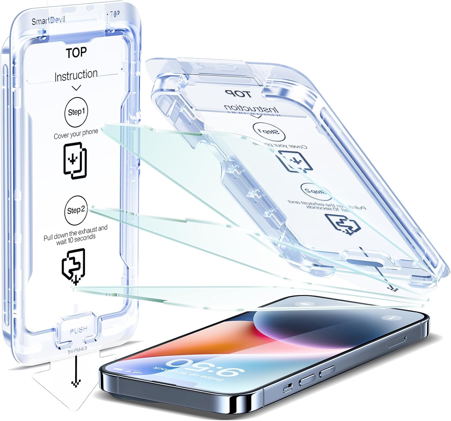 SmartDevil 3 Pack Screen Protector for iPhone 13 / iPhone 13 Pro/iPhone 14 (6.1 Inch), Tempered Glass HD Clear Film, Easy Installation, Dust-Free & Bubble-Free SmartDevil 3 Pack Screen Protector for iPhone 13 / iPhone 13 Pro/iPhone 14 (6.1 Inch), Tempered Glass HD Clear Film, Easy Installation, Dust-Free & Bubble-Free