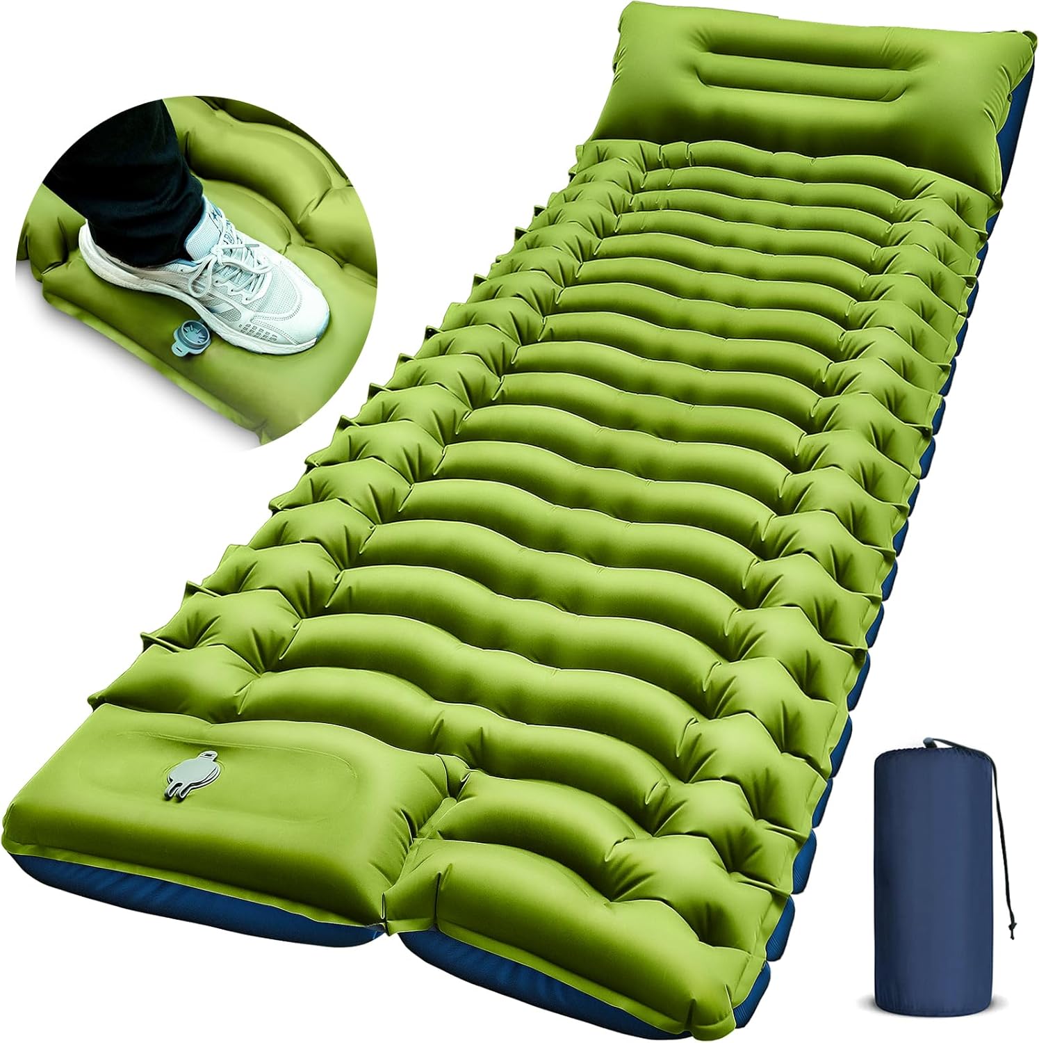 Camping Sleeping Pad, Ultralight Camping Mat with Pillow Built-in Foot Pump Inflatable Sleeping Pads Compact for Camping Backpacking Hiking Traveling – Gray Camping Sleeping Pad, Ultralight Camping Mat with Pillow Built-in Foot Pump Inflatable Sleeping Pads Compact for Camping Backpacking Hiking Traveling – Gray