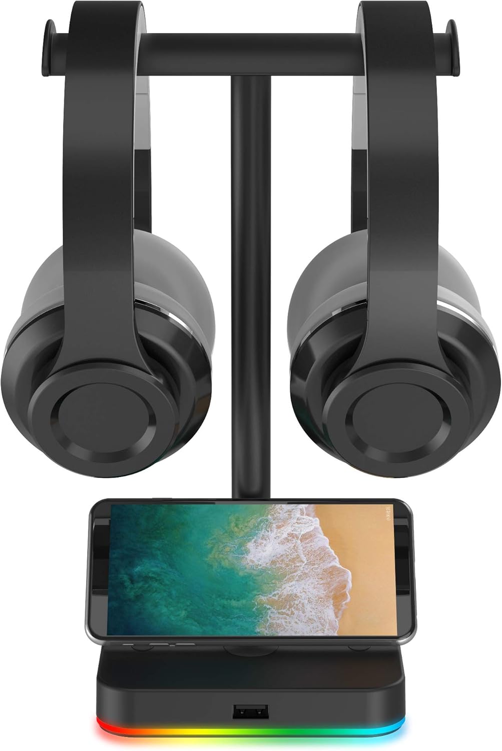 KAFRI RGB Dual Headphone Stand with USB Hub Desk Gaming Double Headset Holder Hanger Rack with 1 USB2.0 Extension Charging Port Extender Cord – Suitable for Gamer Desktop Table Game Earphone KAFRI RGB Dual Headphone Stand with USB Hub Desk Gaming Double Headset Holder Hanger Rack with 1 USB2.0 Extension Charging Port Extender Cord – Suitable for Gamer Desktop Table Game Earphone