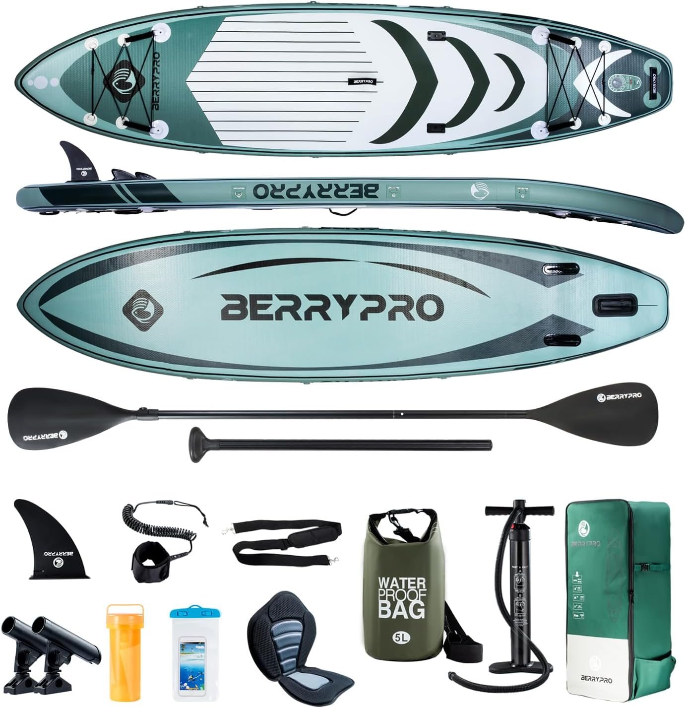 BERRYPRO Inflatable Stand Up Paddle Board,Yoga Board,Fishing Paddle Board with Full Accessories for All Water Sport Skills BERRYPRO Inflatable Stand Up Paddle Board,Yoga Board,Fishing Paddle Board with Full Accessories for All Water Sport Skills