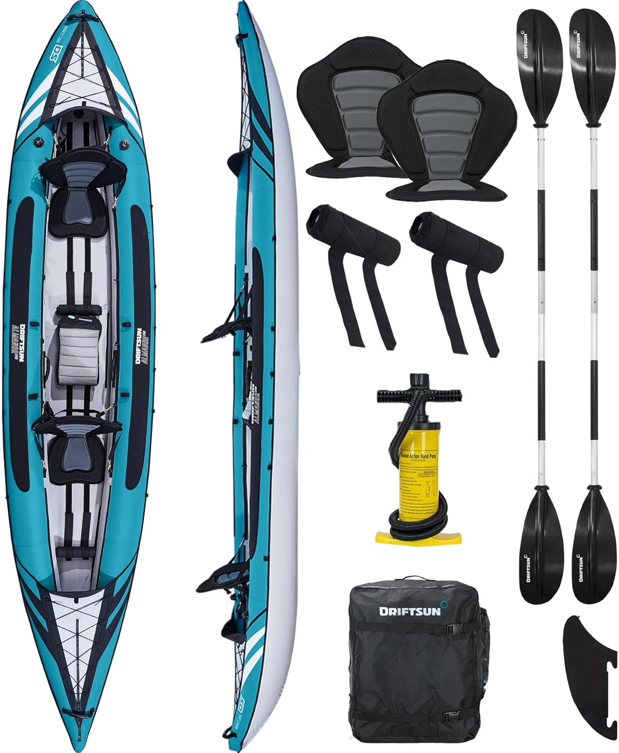 Driftsun Almanor Inflatable Kayak – Inflatable Touring Kayak – Inflatable 1 and 2 Person Kayaks for Adults with EVA Padded Seats, High Back Support, Paddles, Pump (1 Person, 2 Person, 2 Plus 1 Child) Driftsun Almanor Inflatable Kayak – Inflatable Touring Kayak – Inflatable 1 and 2 Person Kayaks for Adults with EVA Padded Seats, High Back Support, Paddles, Pump (1 Person, 2 Person, 2 Plus 1 Child)