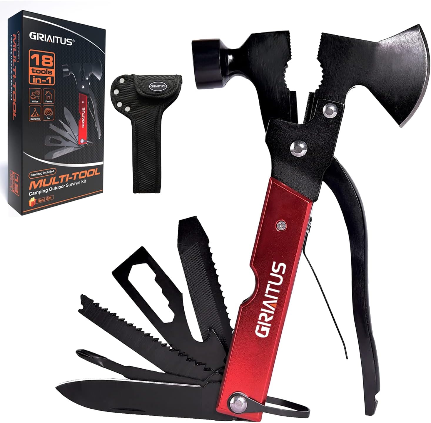 Multitool Camping Accessories Survival Gear, 14 in 1 Camping Kit with Axe Hammer Saw Screwdrivers Pliers Bottle Opener and more, Unique Birthday Gifts for Men,Best Dad Presents Multitool Camping Accessories Survival Gear, 14 in 1 Camping Kit with Axe Hammer Saw Screwdrivers Pliers Bottle Opener and more, Unique Birthday Gifts for Men,Best Dad Presents