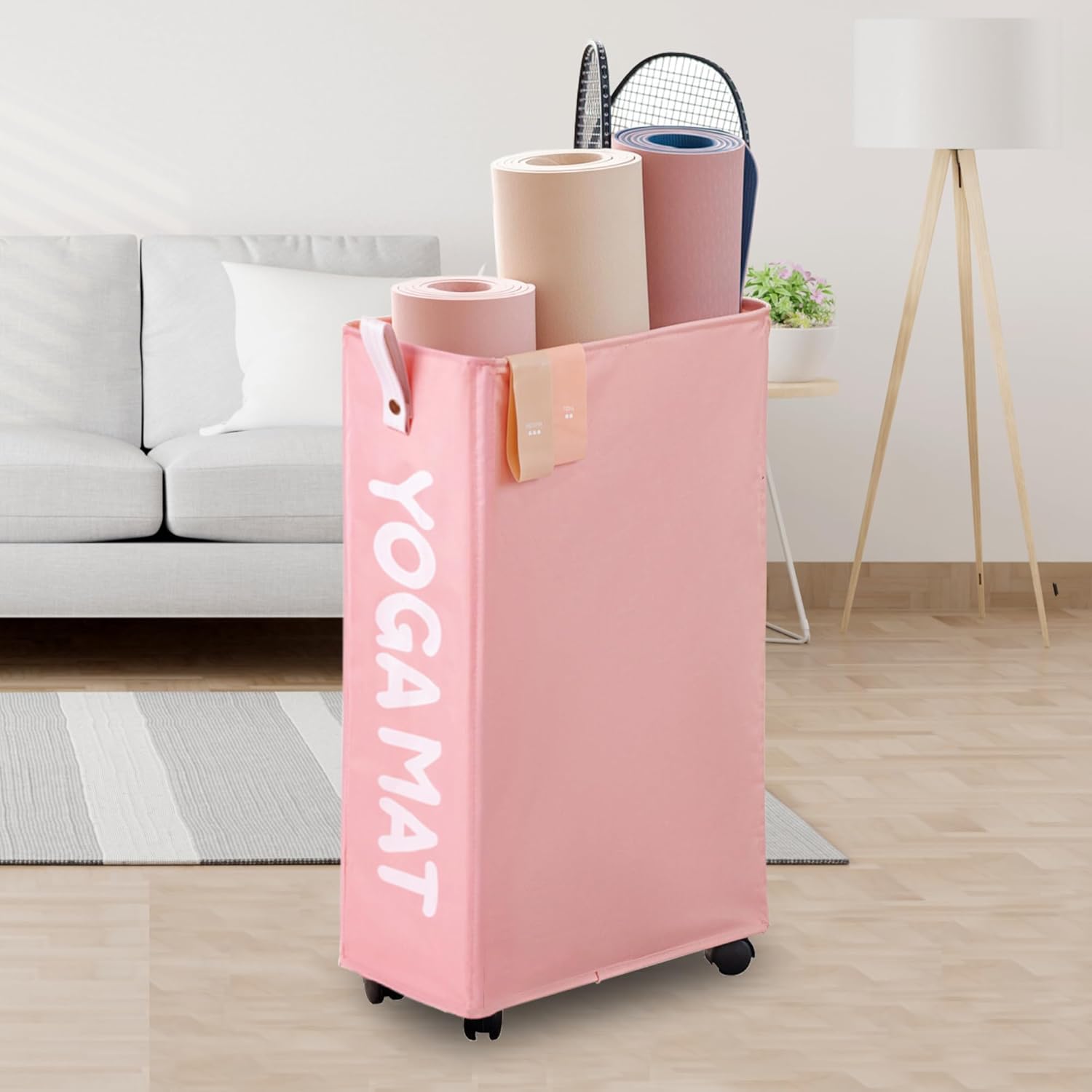 Caroeas Yoga Mat Storage Rack, Yoga Mat Holder Accessories, Home Gym Equipment Storage Yoga Mats, Women Men Workout Equipment Organization with Wheels Caroeas Yoga Mat Storage Rack, Yoga Mat Holder Accessories, Home Gym Equipment Storage Yoga Mats, Women Men Workout Equipment Organization with Wheels