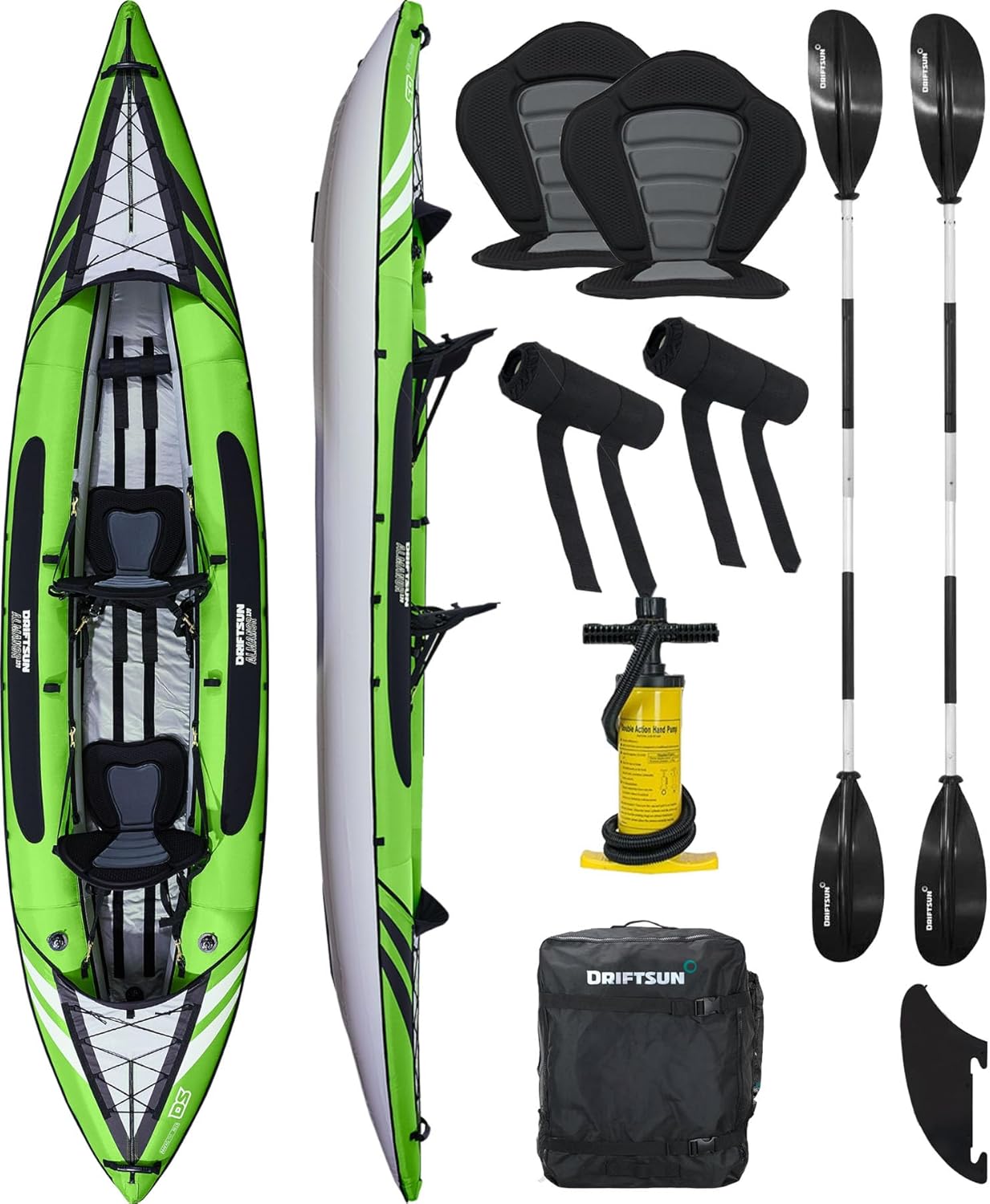 Driftsun Almanor Inflatable Kayak – Inflatable Touring Kayak – Inflatable 1 and 2 Person Kayaks for Adults with EVA Padded Seats, High Back Support, Paddles, Pump (1 Person, 2 Person, 2 Plus 1 Child) Driftsun Almanor Inflatable Kayak – Inflatable Touring Kayak – Inflatable 1 and 2 Person Kayaks for Adults with EVA Padded Seats, High Back Support, Paddles, Pump (1 Person, 2 Person, 2 Plus 1 Child)