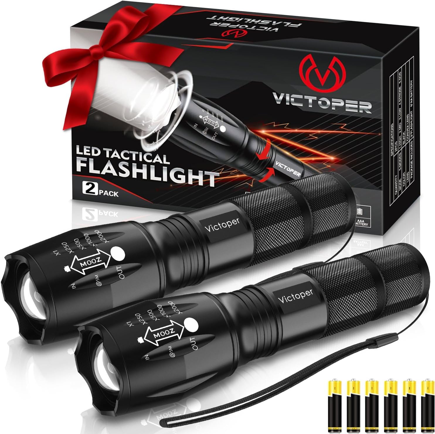 Victoper LED Flashlight 2 Pack, Bright 2000 Lumens Tactical Flashlights High Lumens with 5 Modes, Waterproof Zoomable Flash Light for Outdoor, Gifts for Student Dorm Camping Essentials Camper Gear Victoper LED Flashlight 2 Pack, Bright 2000 Lumens Tactical Flashlights High Lumens with 5 Modes, Waterproof Zoomable Flash Light for Outdoor, Gifts for Student Dorm Camping Essentials Camper Gear