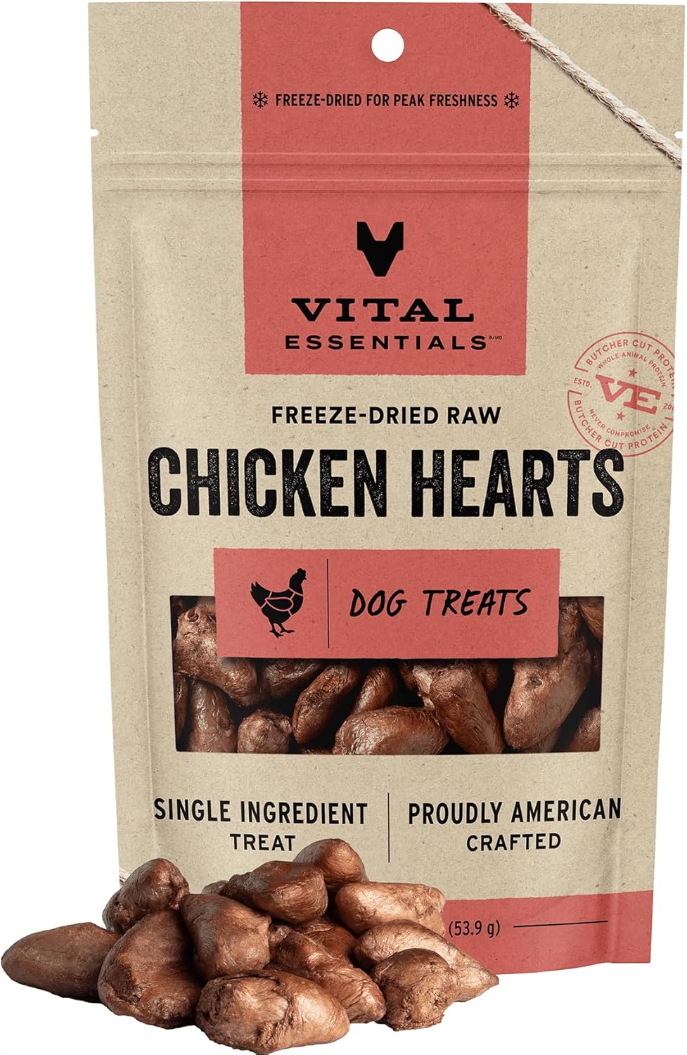 Vital Essentials Freeze Dried Raw Single Ingredient Dog Treats, Chicken Hearts, 1.9 oz Vital Essentials Freeze Dried Raw Single Ingredient Dog Treats, Chicken Hearts, 1.9 oz