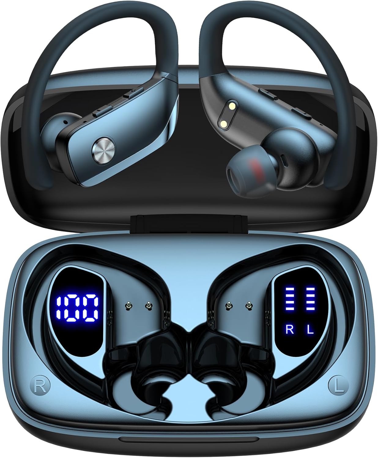 bmani Wireless Earbuds Bluetooth Headphones 48hrs Play Back Sport Earphones with LED Display Over-Ear Buds with Earhooks Built-in Mic Headset for Workout Black bmani Wireless Earbuds Bluetooth Headphones 48hrs Play Back Sport Earphones with LED Display Over-Ear Buds with Earhooks Built-in Mic Headset for Workout Black