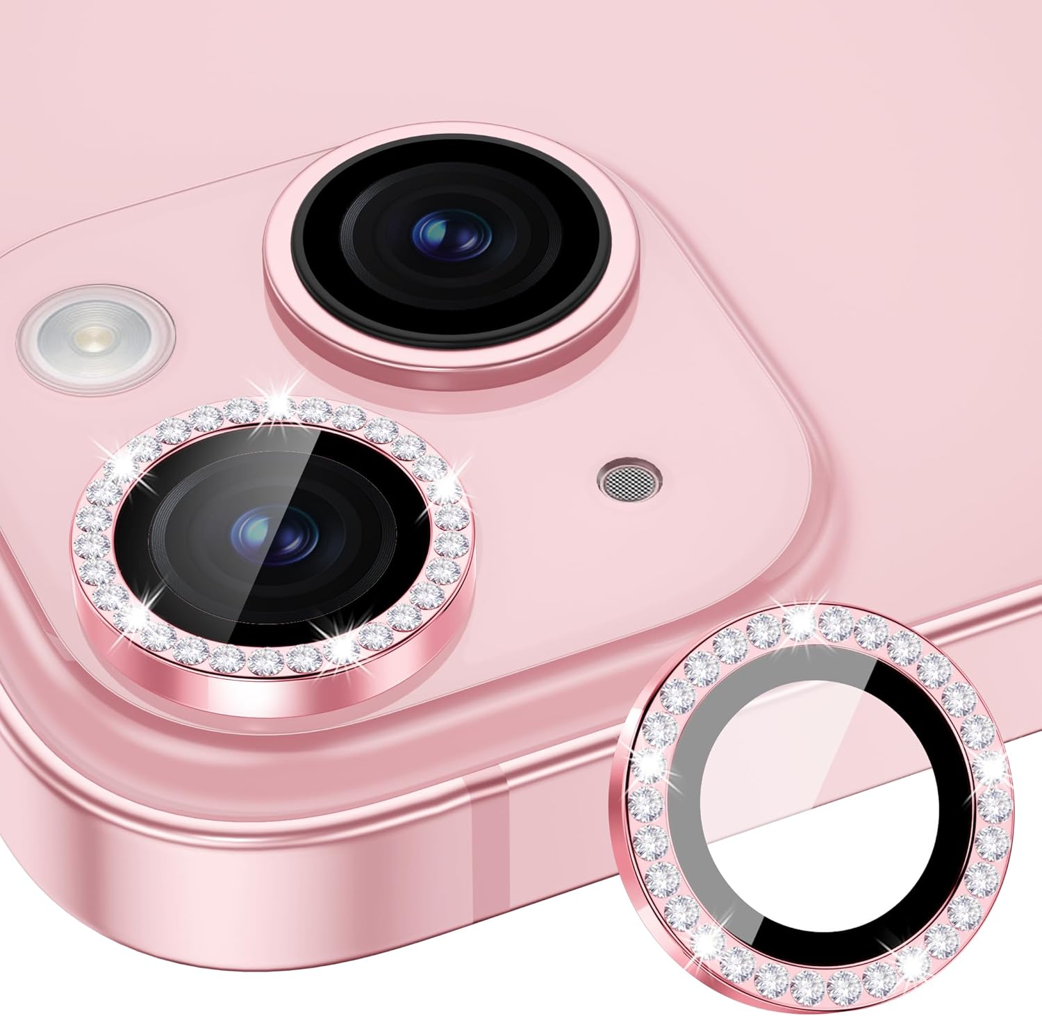 Xfilm Camera Lens Protector Compatible for iPhone 15/15 Plus Bling, Individual Metal Diamond Ring 9H Hardness Scratchproof Protector, Stylish Accessories, Case Friendly (Pink Diamond) Xfilm Camera Lens Protector Compatible for iPhone 15/15 Plus Bling, Individual Metal Diamond Ring 9H Hardness Scratchproof Protector, Stylish Accessories, Case Friendly (Pink Diamond)