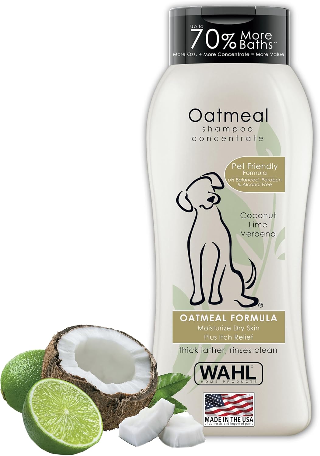 Wahl USA Dry Skin & Itch Relief Pet Shampoo for Dogs – Oatmeal Formula with Coconut Lime Verbena & Pet Friendly Formula, 24 Oz – Model 820004A Wahl USA Dry Skin & Itch Relief Pet Shampoo for Dogs – Oatmeal Formula with Coconut Lime Verbena & Pet Friendly Formula, 24 Oz – Model 820004A