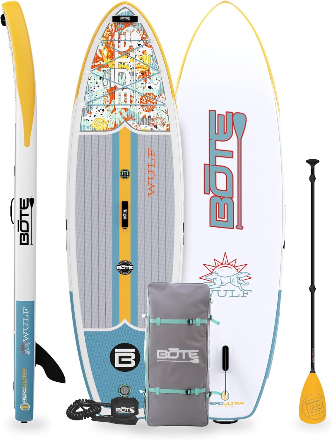 BOTE Wulf Aero Inflatable Stand Up Paddle Board Kit Includes Accessories Adjustable Paddle iSUP Travel Bag Blow Up Pump Safety SUP Coiled Leash Multiple Sizes BOTE Wulf Aero Inflatable Stand Up Paddle Board Kit Includes Accessories Adjustable Paddle iSUP Travel Bag Blow Up Pump Safety SUP Coiled Leash Multiple Sizes