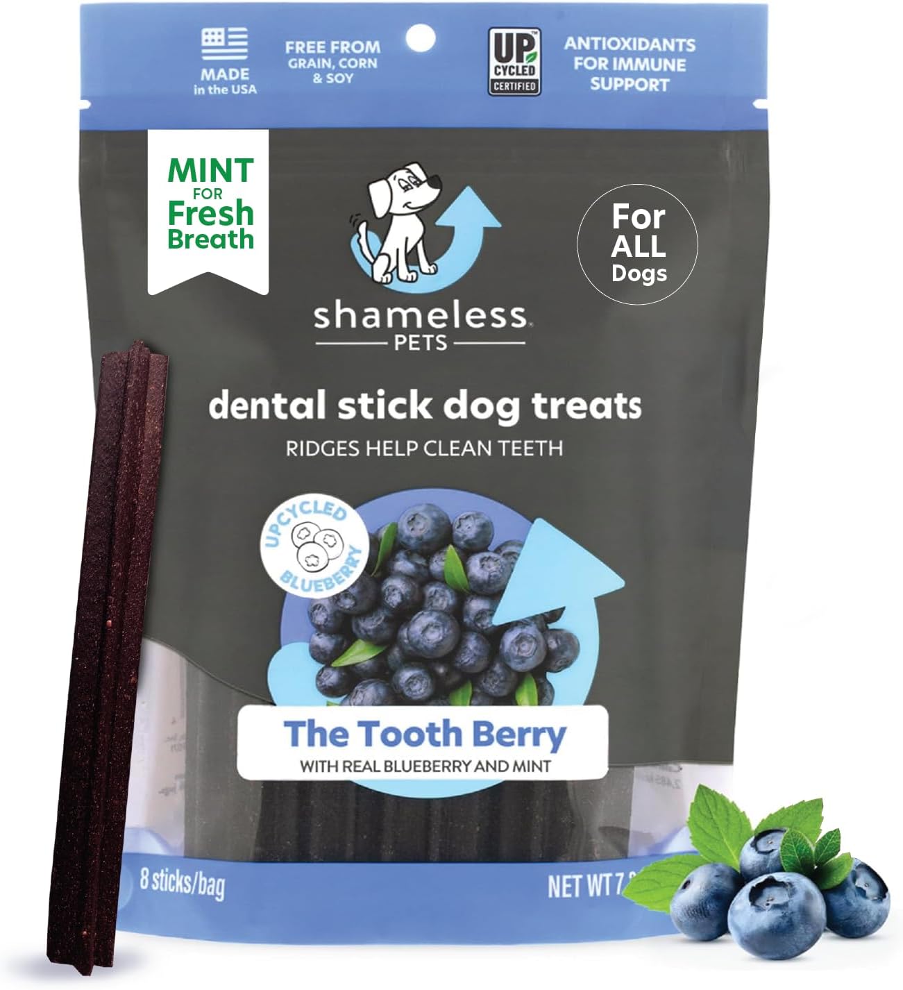 Shameless Pets Dental Treats for Dogs, The Tooth Berry – Healthy Dental Sticks with Immune Support for Teeth Cleaning & Fresh Breath – Dog Bones Dental Chews Free from Grain, Corn & Soy Shameless Pets Dental Treats for Dogs, The Tooth Berry – Healthy Dental Sticks with Immune Support for Teeth Cleaning & Fresh Breath – Dog Bones Dental Chews Free from Grain, Corn & Soy