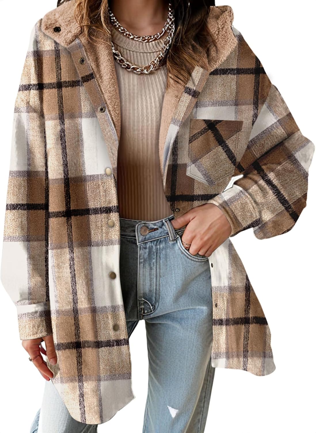 Dokotoo Women’s Flannel Hooded Plaid 2024 Shacket Thick Coat Winter Coat for Warmth Button down Warm and Fuzzy Fleece Jacket Dokotoo Women’s Flannel Hooded Plaid 2024 Shacket Thick Coat Winter Coat for Warmth Button down Warm and Fuzzy Fleece Jacket