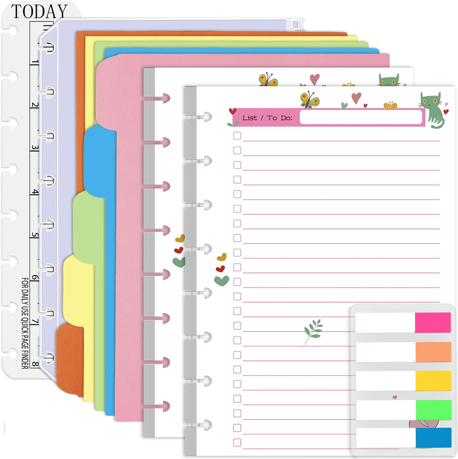 Rancco Junior To-Do List Planner Refills Set, 180 Pages 8 Rings Punched Half Letter Disc Paper Inserts w/Index Tabs, Index Dividers, Loose-Leaf Bag, Ruler For Circa, Arc, TUL, Happy Planner, 5.5×8.5″ Rancco Junior To-Do List Planner Refills Set, 180 Pages 8 Rings Punched Half Letter Disc Paper Inserts w/Index Tabs, Index Dividers, Loose-Leaf Bag, Ruler For Circa, Arc, TUL, Happy Planner, 5.5×8.5″