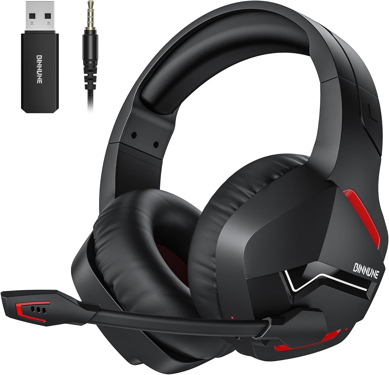 BINNUNE Wireless Gaming Headset with Microphone for PC PS4 PS5, 2.4G Wireless Bluetooth USB Gamer Headphones with Mic for Laptop Computer BINNUNE Wireless Gaming Headset with Microphone for PC PS4 PS5, 2.4G Wireless Bluetooth USB Gamer Headphones with Mic for Laptop Computer