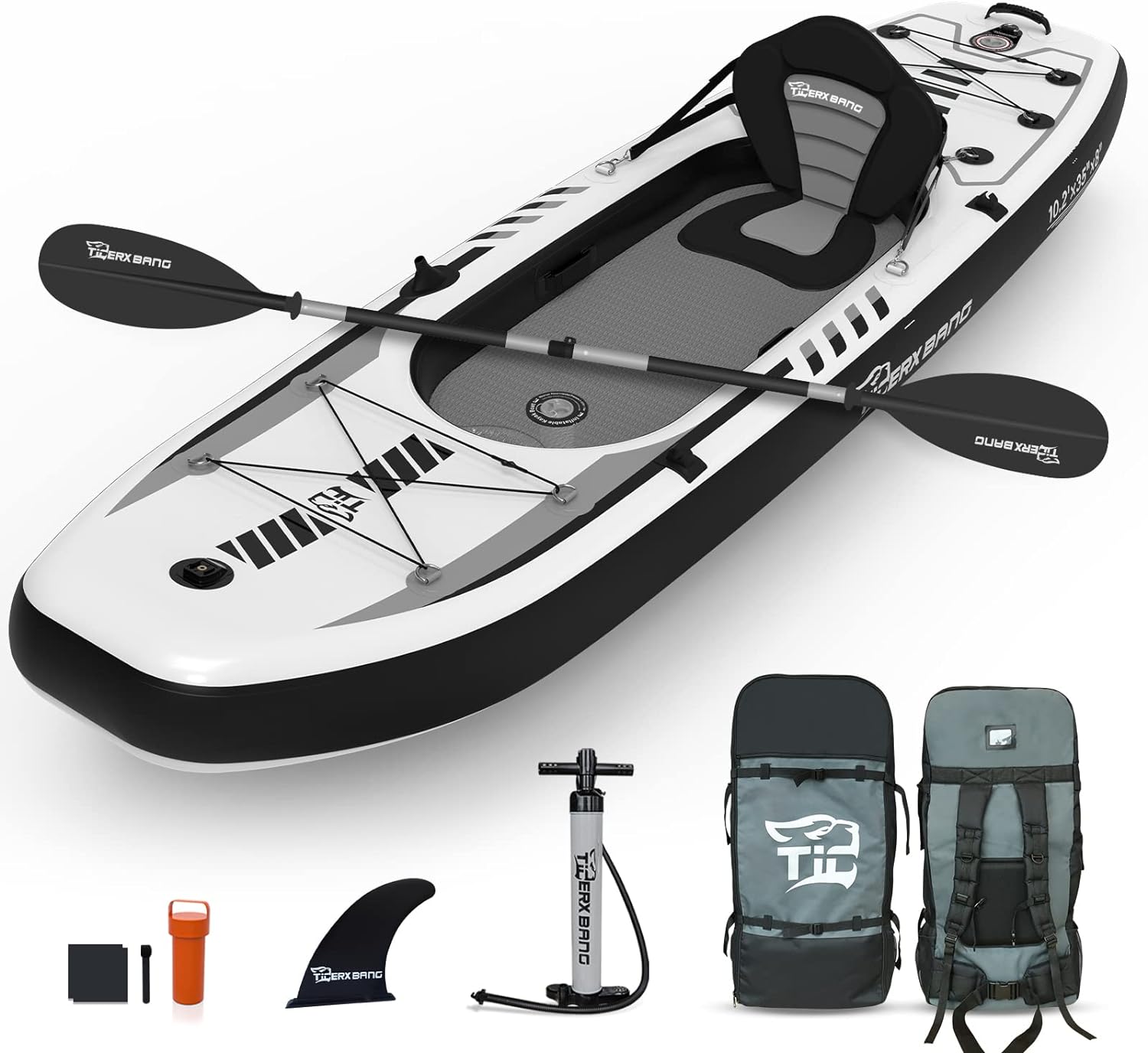 10.2’x35”x8” Inflatable Kayak with Detachable Seat, SUP-Kayak Set Includes Hand Pump/Aluminum Oar/Backpack, Kayak Boat for Adults/Kids | for Fishing, Touring 10.2’x35”x8” Inflatable Kayak with Detachable Seat, SUP-Kayak Set Includes Hand Pump/Aluminum Oar/Backpack, Kayak Boat for Adults/Kids | for Fishing, Touring
