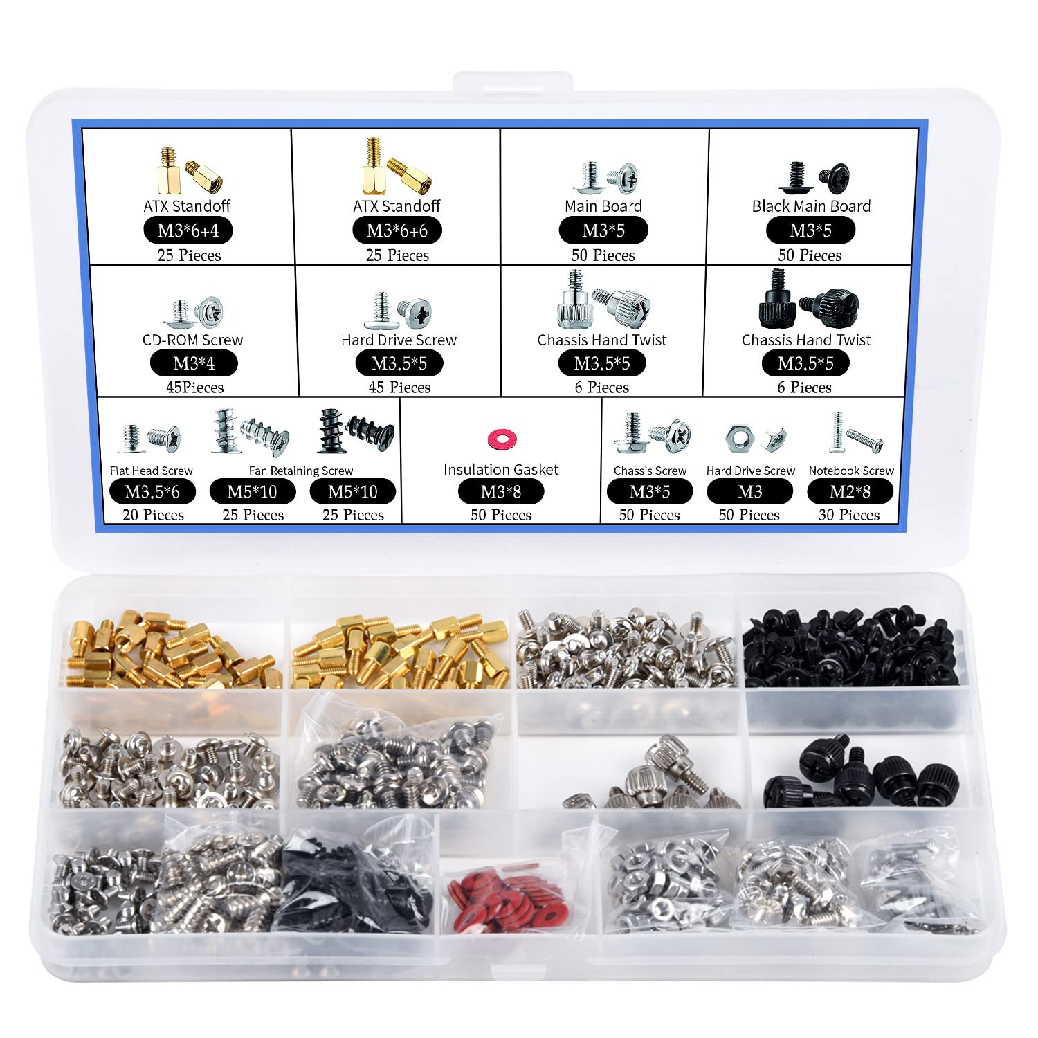 502PC Computer Motherboard Screws Kit, Motherboard Standoffs Screws for Universal HDD Hard Drive, SSD, PC Case, PC Fan, Power Supply, Graphics, CD-ROM, ATX Case, for DIY PC Installation & Repair 502PC Computer Motherboard Screws Kit, Motherboard Standoffs Screws for Universal HDD Hard Drive, SSD, PC Case, PC Fan, Power Supply, Graphics, CD-ROM, ATX Case, for DIY PC Installation & Repair