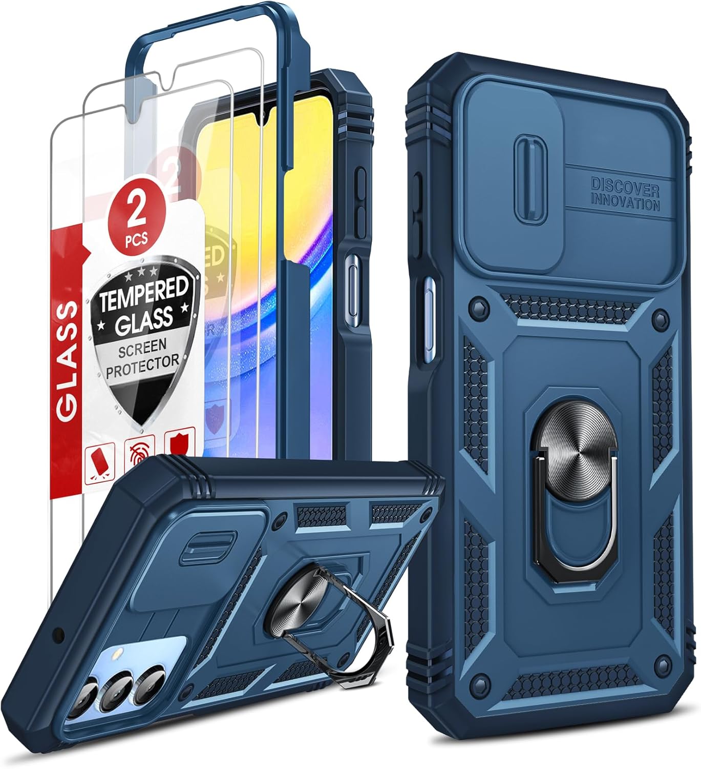 Cell Phone Case Cover Samsung Galaxy A15 5G and Screen Protector, Smartphone Case Galaxy A15 5G Cell Phone Accessories, Magnetic Stand, Shock Proof Funda para Smart Samsung A 15 5G, Blue Cell Phone Case Cover Samsung Galaxy A15 5G and Screen Protector, Smartphone Case Galaxy A15 5G Cell Phone Accessories, Magnetic Stand, Shock Proof Funda para Smart Samsung A 15 5G, Blue