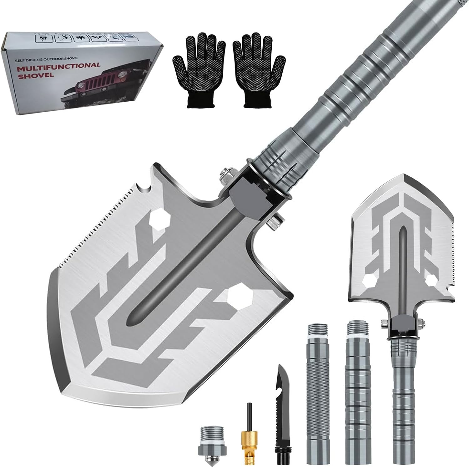 Camping Folding Collapsible Small Shovel, Essential Foldable Shovels for Survival Kit, Multi-Functional Ditching and Trenching Tactical Tool, Digging Gear, Military Hiking Emergency Shovel Camping Folding Collapsible Small Shovel, Essential Foldable Shovels for Survival Kit, Multi-Functional Ditching and Trenching Tactical Tool, Digging Gear, Military Hiking Emergency Shovel