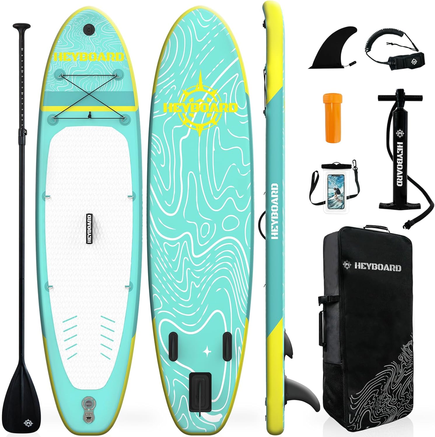 HEYBOARD Inflatable Stand Up Paddle Board 10’6″×32″×6″ Standup Paddleboard with Premium SUP Accessories & Backpack, Non-Slip Deck, Waterproof Bag, Leash, Paddle, Hand Pump HEYBOARD Inflatable Stand Up Paddle Board 10’6″×32″×6″ Standup Paddleboard with Premium SUP Accessories & Backpack, Non-Slip Deck, Waterproof Bag, Leash, Paddle, Hand Pump