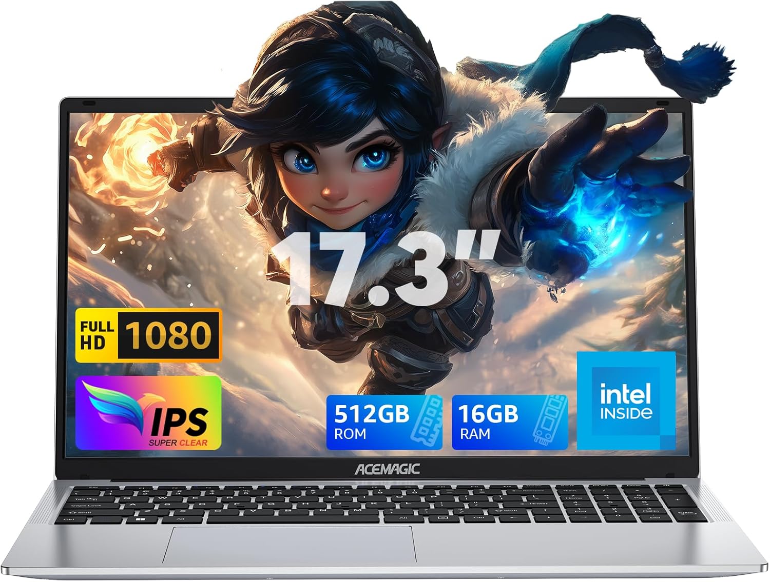 ACEMAGIC 17.3inch Laptop,with High Performance Quad Core-12th Alder Lake N97 Laptop Computer,Spacious Storage with 16GB RAM 512GB ROM,Long Lasting 6000mAh Battery-Silver ACEMAGIC 17.3inch Laptop,with High Performance Quad Core-12th Alder Lake N97 Laptop Computer,Spacious Storage with 16GB RAM 512GB ROM,Long Lasting 6000mAh Battery-Silver
