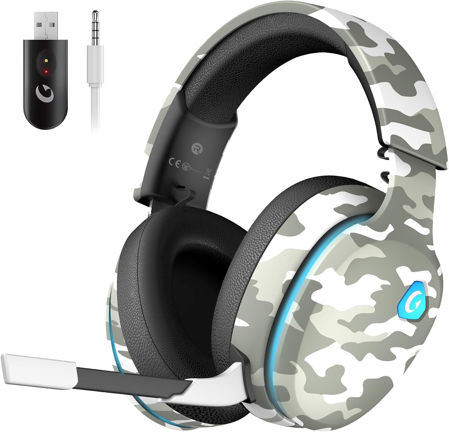 2.4GHz Wireless Gaming Headset for PS5, PS4 Fortnite & Call of Duty/FPS Gamers, PC, Nintendo Switch, Bluetooth 5.3 Gaming Headphones with Microphone for Computer, Mobile, Stereo Sound (Camo) 2.4GHz Wireless Gaming Headset for PS5, PS4 Fortnite & Call of Duty/FPS Gamers, PC, Nintendo Switch, Bluetooth 5.3 Gaming Headphones with Microphone for Computer, Mobile, Stereo Sound (Camo)