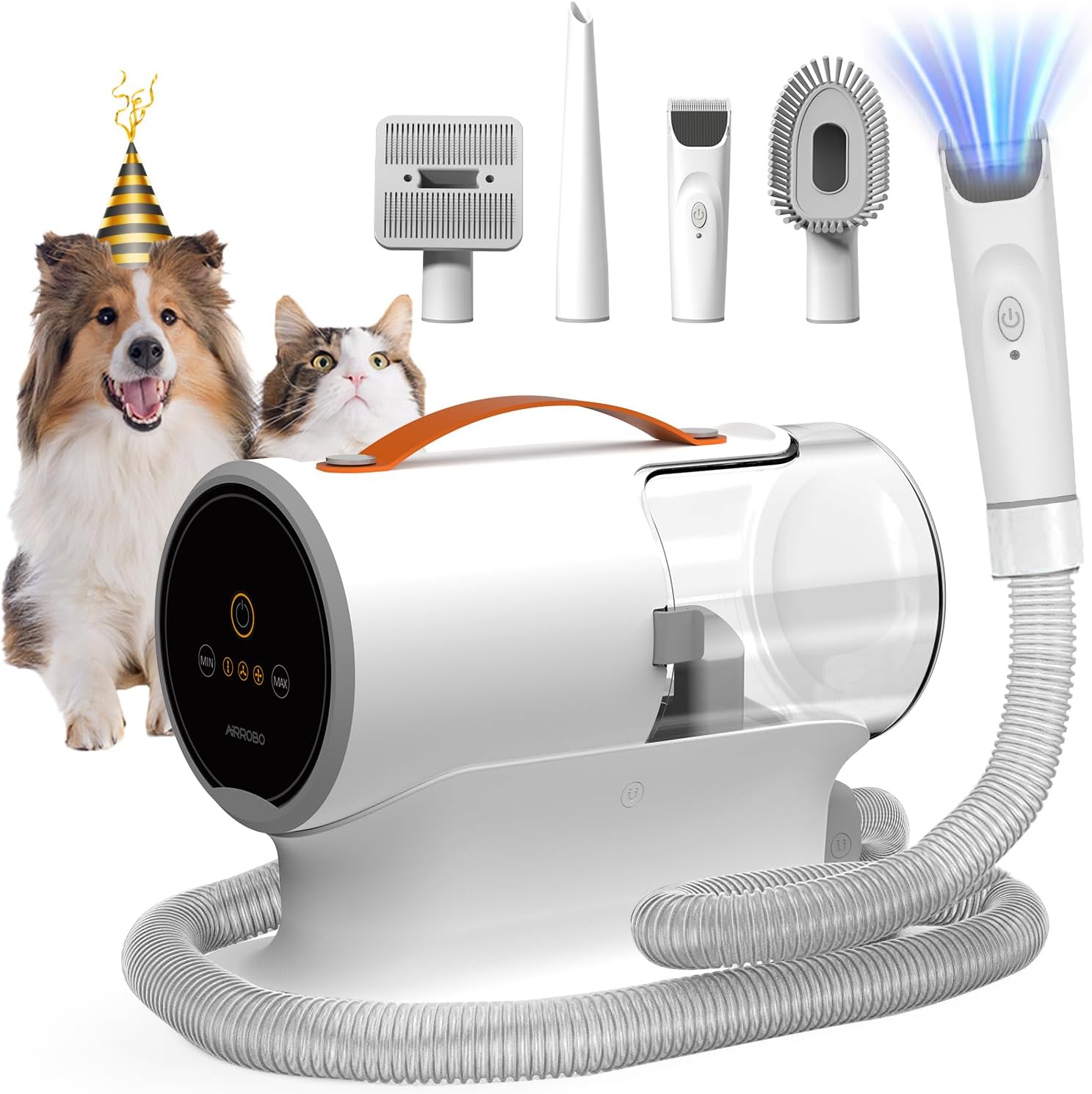 AIRROBO Dog Grooming Vacuum, Dog Grooming Kit,12000Pa Strong Pet Grooming Vacuum for Dogs, 2L Large Capacity Dog Vacuum for Shedding Grooming Hair, Dog Hair Vacuum, 5 Pet Grooming Tools, Quiet,PG100 AIRROBO Dog Grooming Vacuum, Dog Grooming Kit,12000Pa Strong Pet Grooming Vacuum for Dogs, 2L Large Capacity Dog Vacuum for Shedding Grooming Hair, Dog Hair Vacuum, 5 Pet Grooming Tools, Quiet,PG100