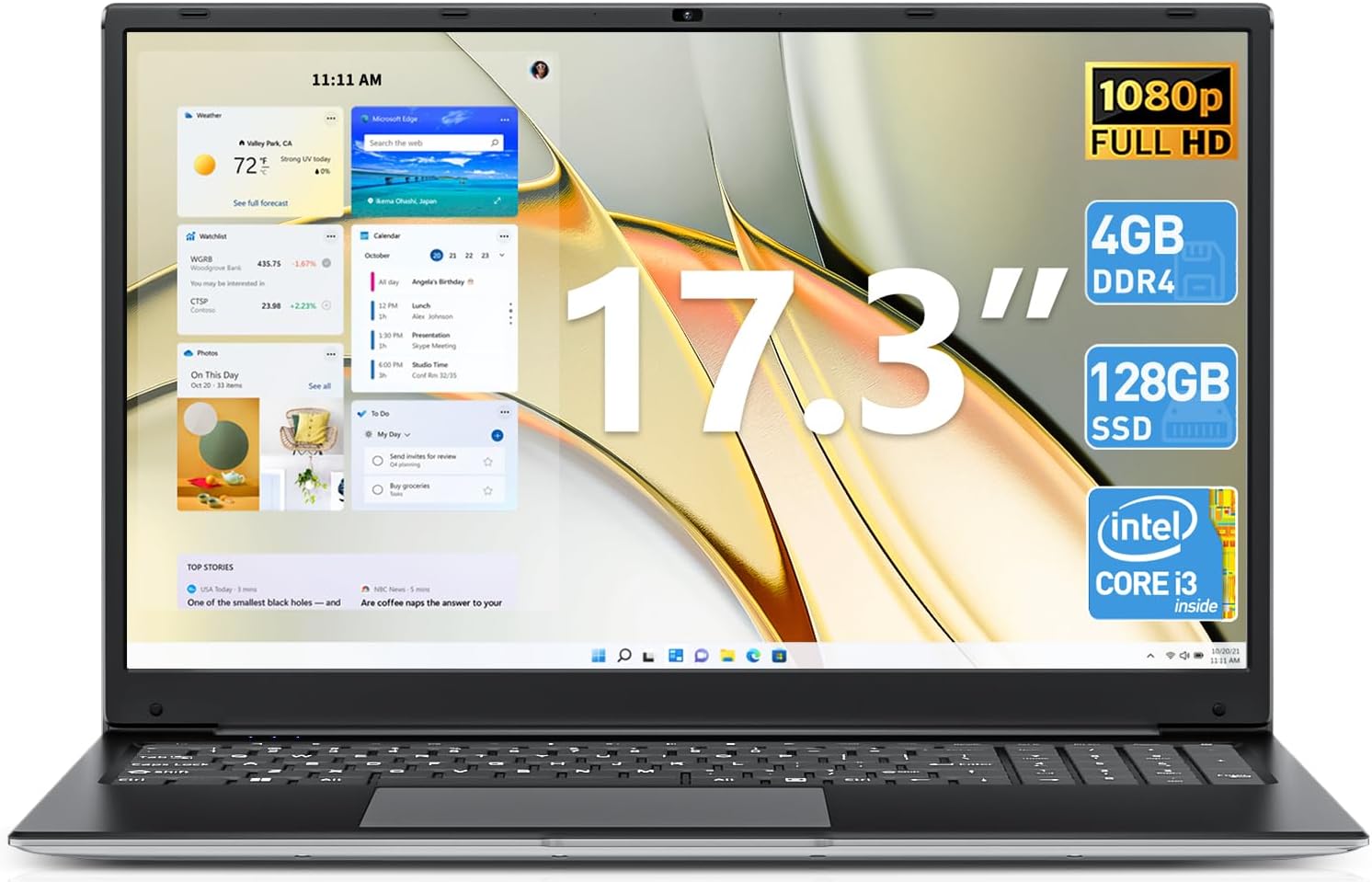 Laptop, 17.3 Inch Laptops Computer, 4GB DDR3 128GB SSD Notebook with Celeron i3-5005U CPU(up to 2.0 GHz), Expandable 1TB, 8000mAh, Webcam, Mini HDMI, USB3.2 * 2, Type-C(Slim) Laptop, 17.3 Inch Laptops Computer, 4GB DDR3 128GB SSD Notebook with Celeron i3-5005U CPU(up to 2.0 GHz), Expandable 1TB, 8000mAh, Webcam, Mini HDMI, USB3.2 * 2, Type-C(Slim)